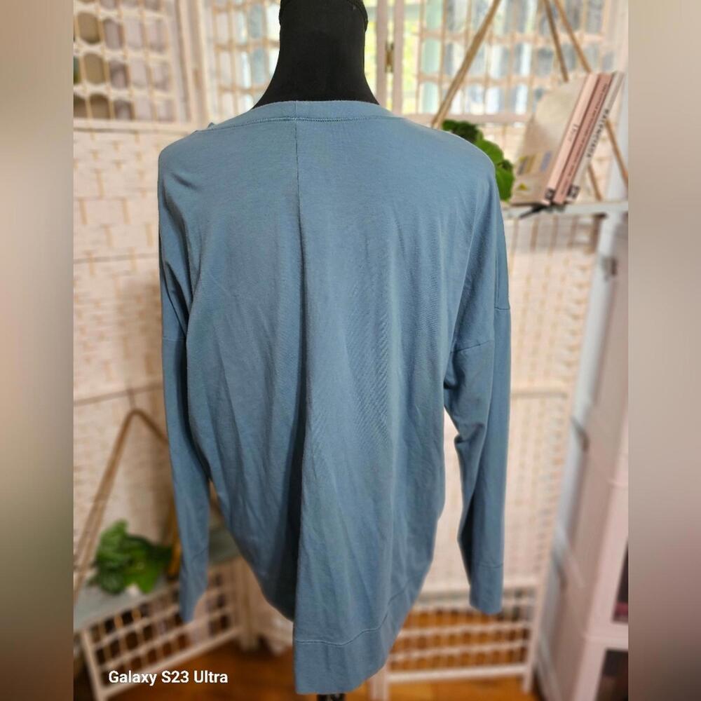 Eileen Fisher Steel Blue Slightly Oversized Long Sleeve Tee Athleisure - Picture 7 of 7